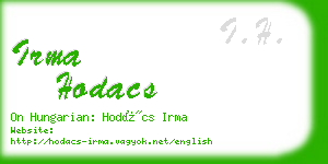 irma hodacs business card